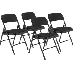 Folding Chair with Double Hinged Fabric Seat & Back - 4 Pack