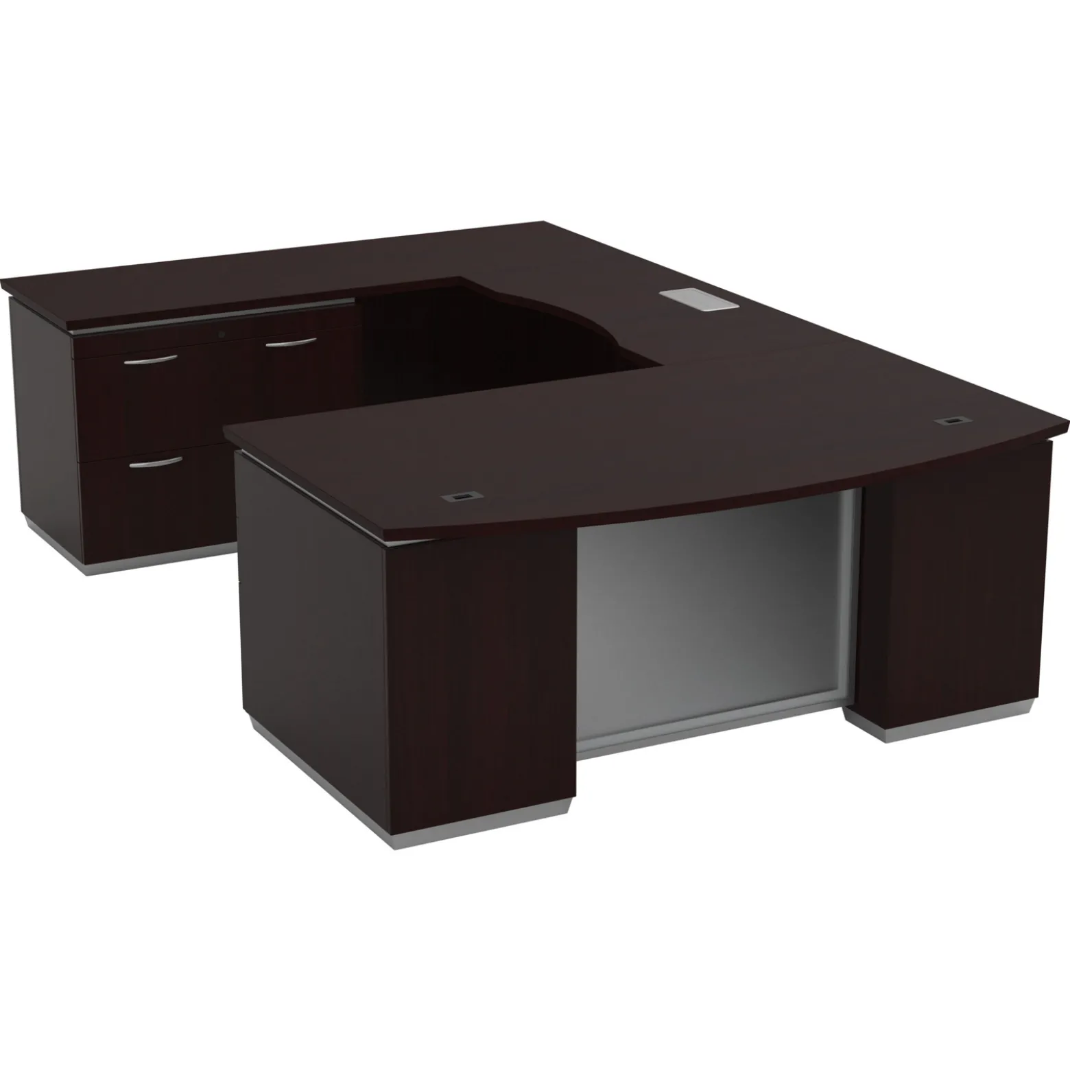 Four Pedestal U-Shape Desk with Left Bridge - 72"W x 114"D