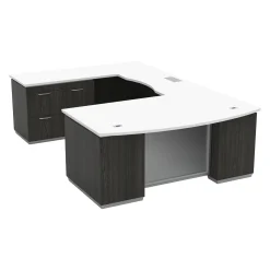 Four Pedestal U-Shape Desk with Left Bridge - 72