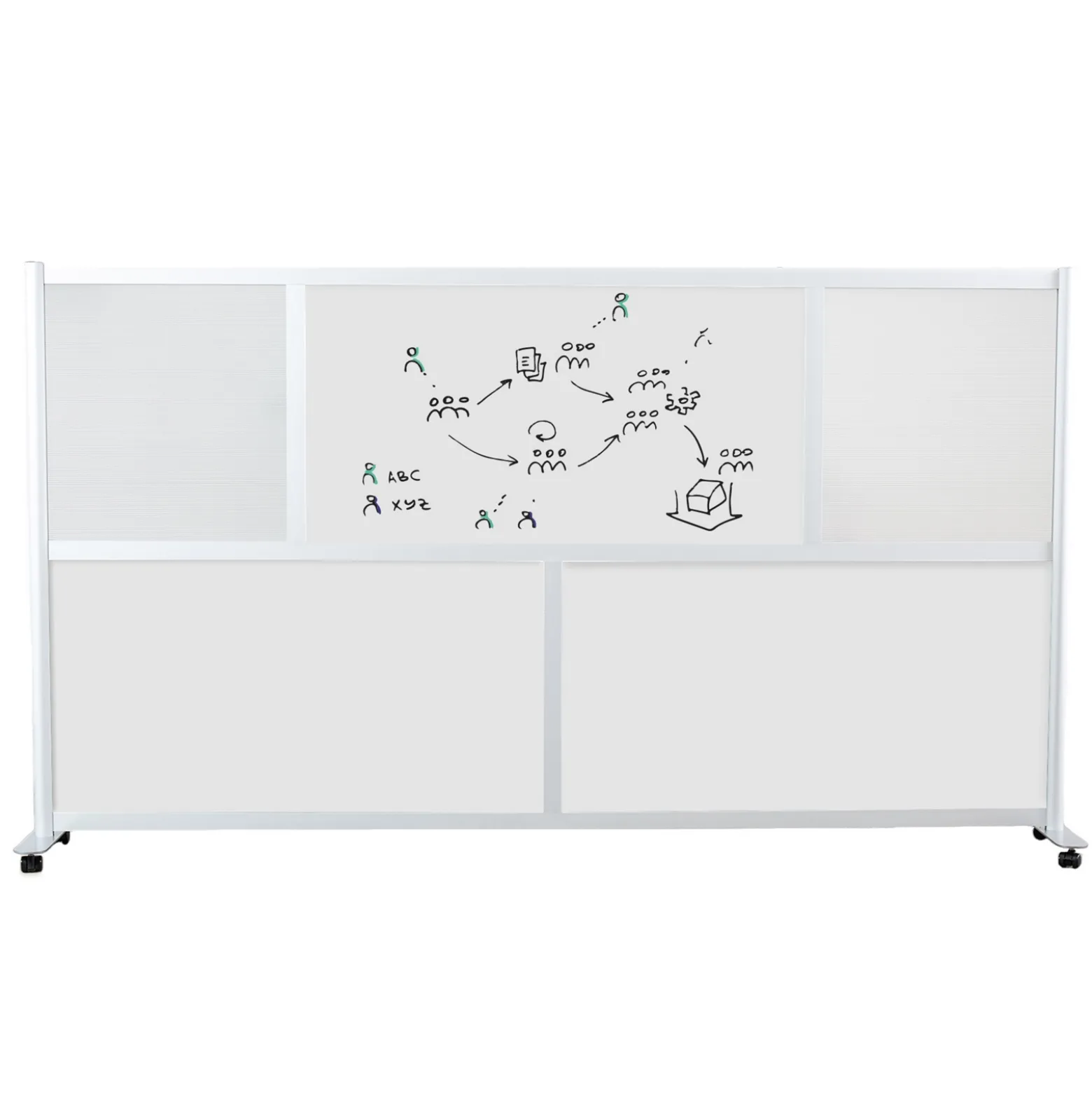 Framewall Dry Erase Mobile Divider Wall - 8'W x 4' H