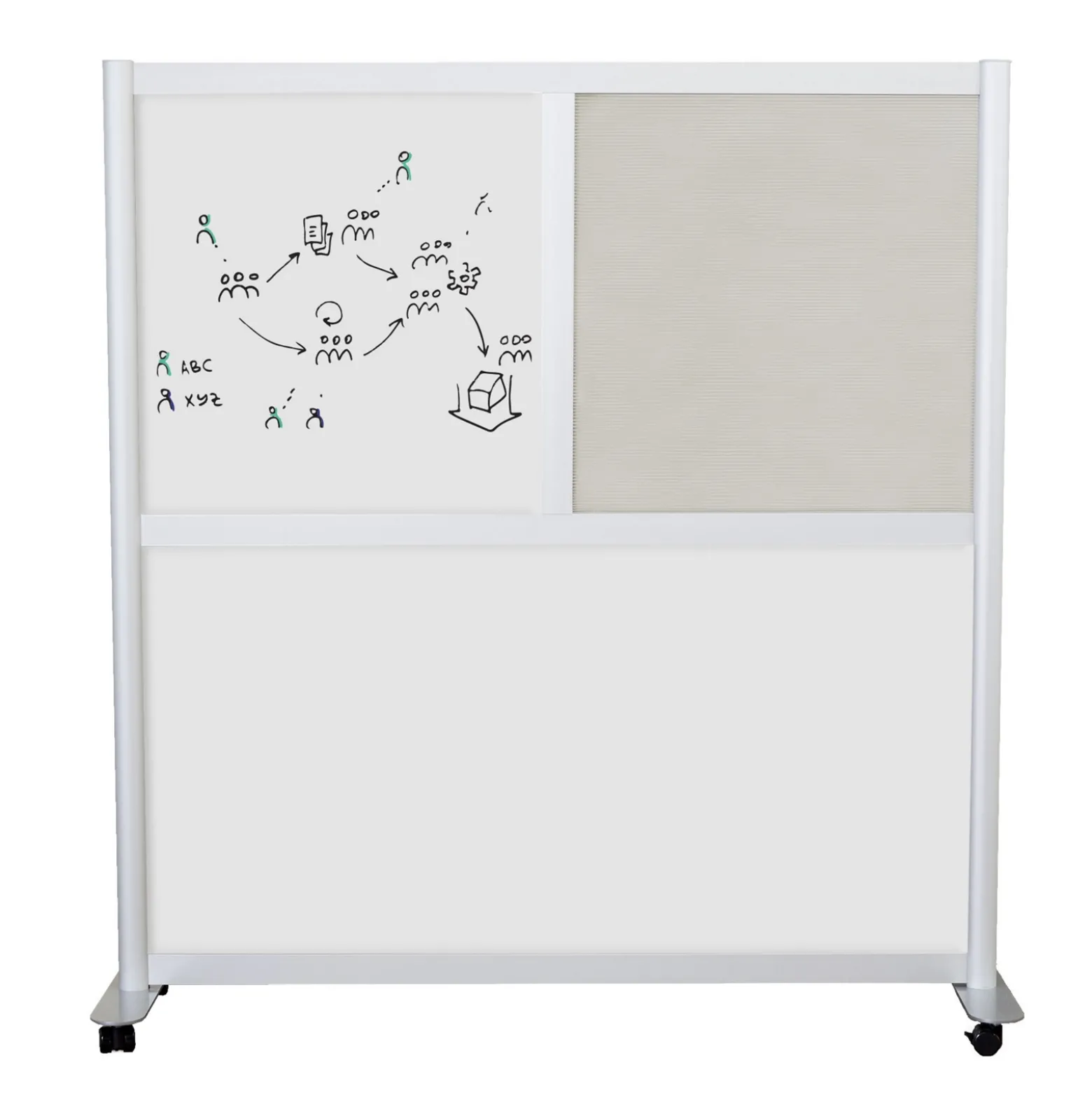 Framewall Dry Erase Mobile Divider Wall - 4'W x 4' H