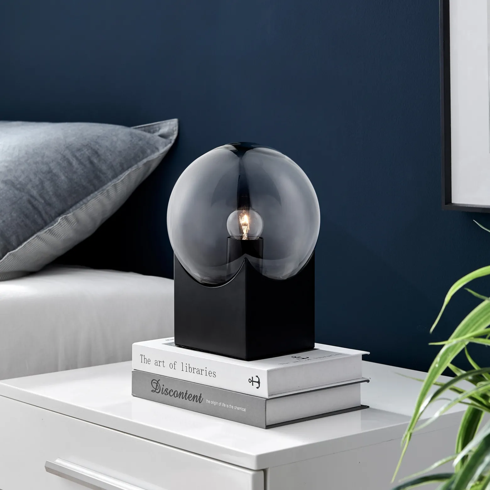 Frost/Smoke Glass Table Lamp Orb - 11"H