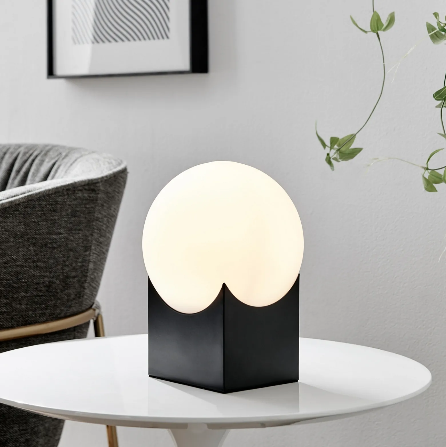Frost/Smoke Glass Table Lamp Orb - 11"H