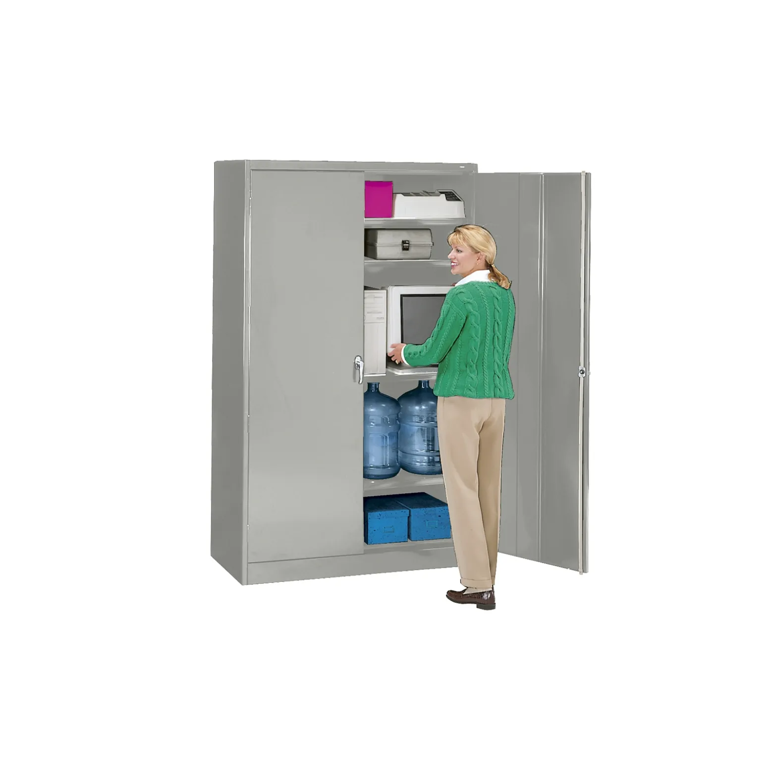 Fully Assembled Jumbo Steel Storage Cabinet - 24"D