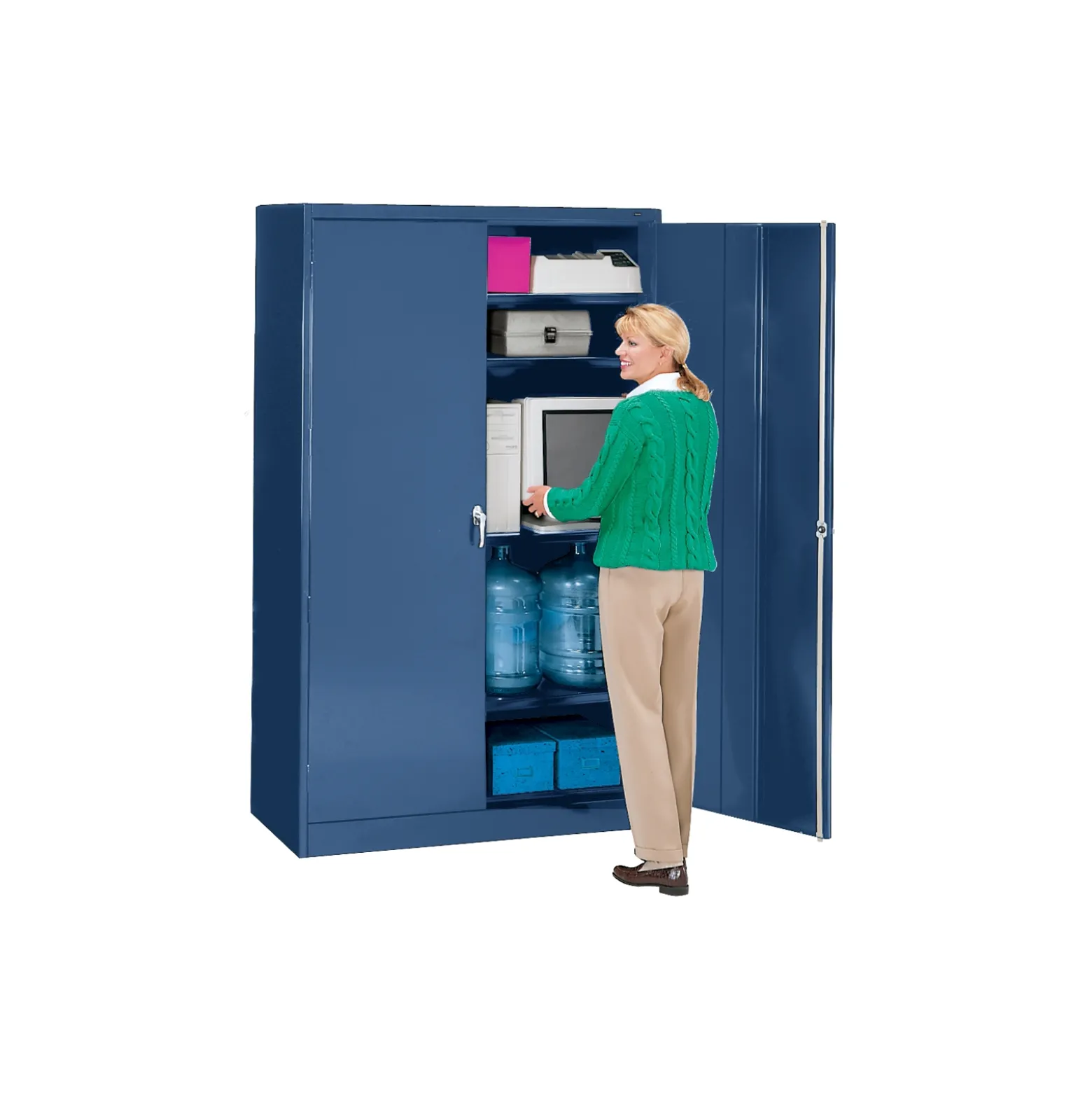 Fully Assembled Jumbo Steel Storage Cabinet - 24"D