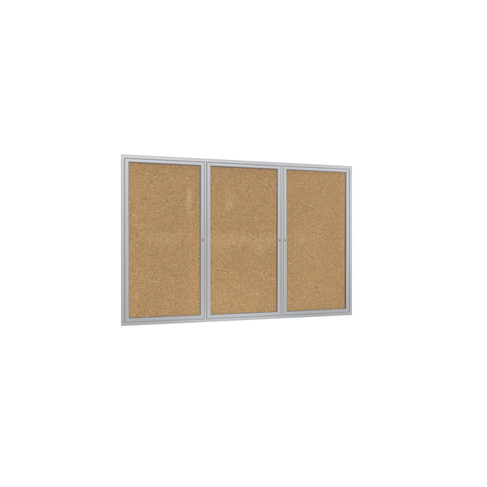 Ghent 3 Door Enclosed Natural Cork Bulletin Board with Satin Frame 6x4