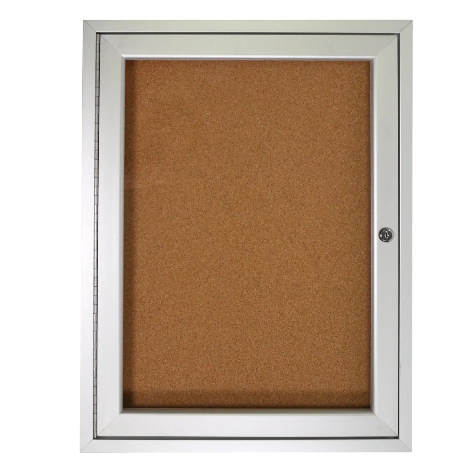 Ghent 1 Door Enclosed Natural Cork Bulletin Board with Satin Frame, 2x3