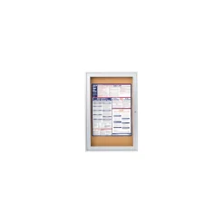 Ghent 1 Door Enclosed Natural Cork Bulletin Board with Satin Frame, 2x3