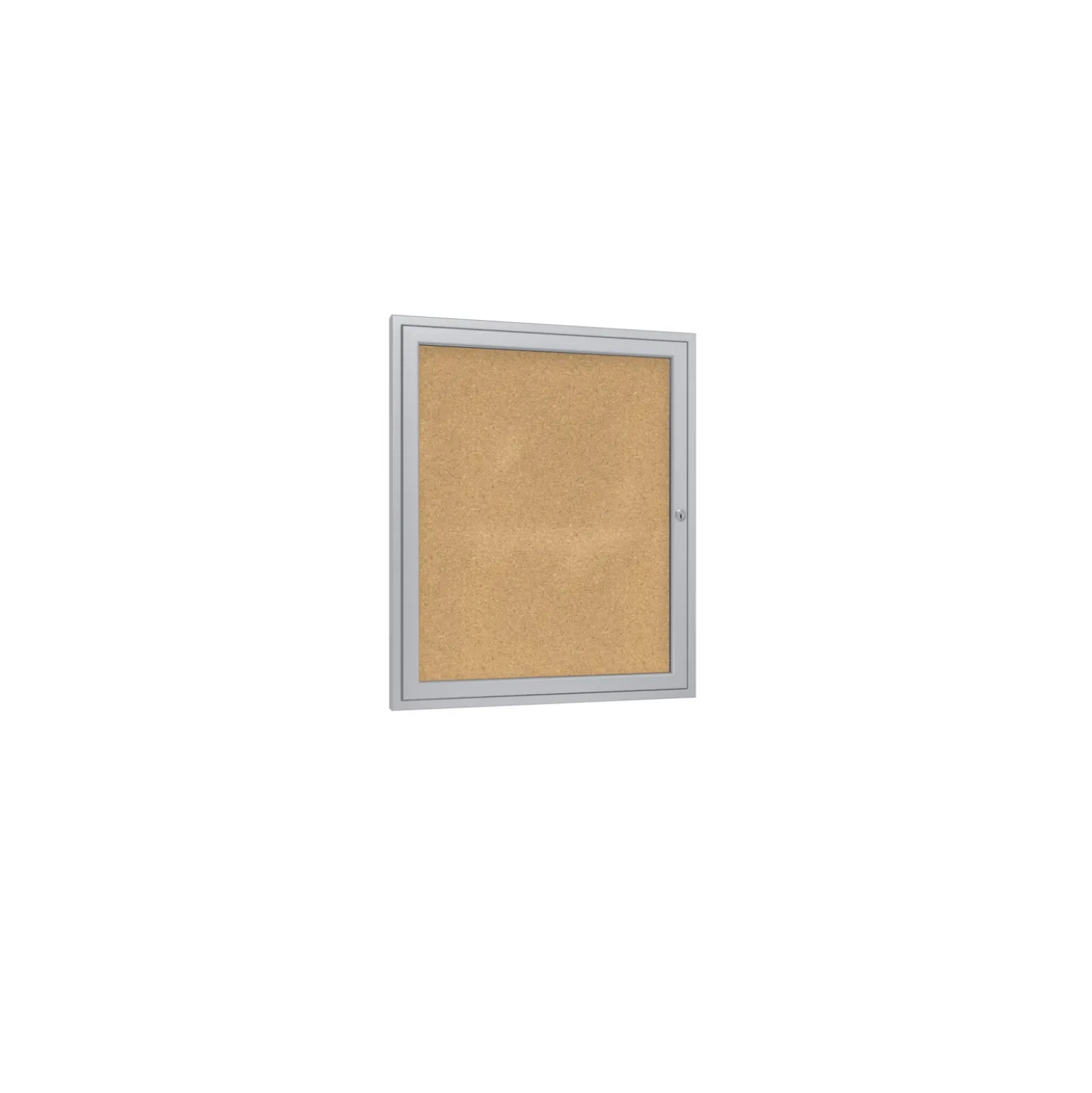 Ghent 1 Door Enclosed Natural Cork Bulletin Board with Satin Frame, 3x3