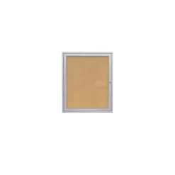Ghent 1 Door Enclosed Natural Cork Bulletin Board with Satin Frame, 3x3