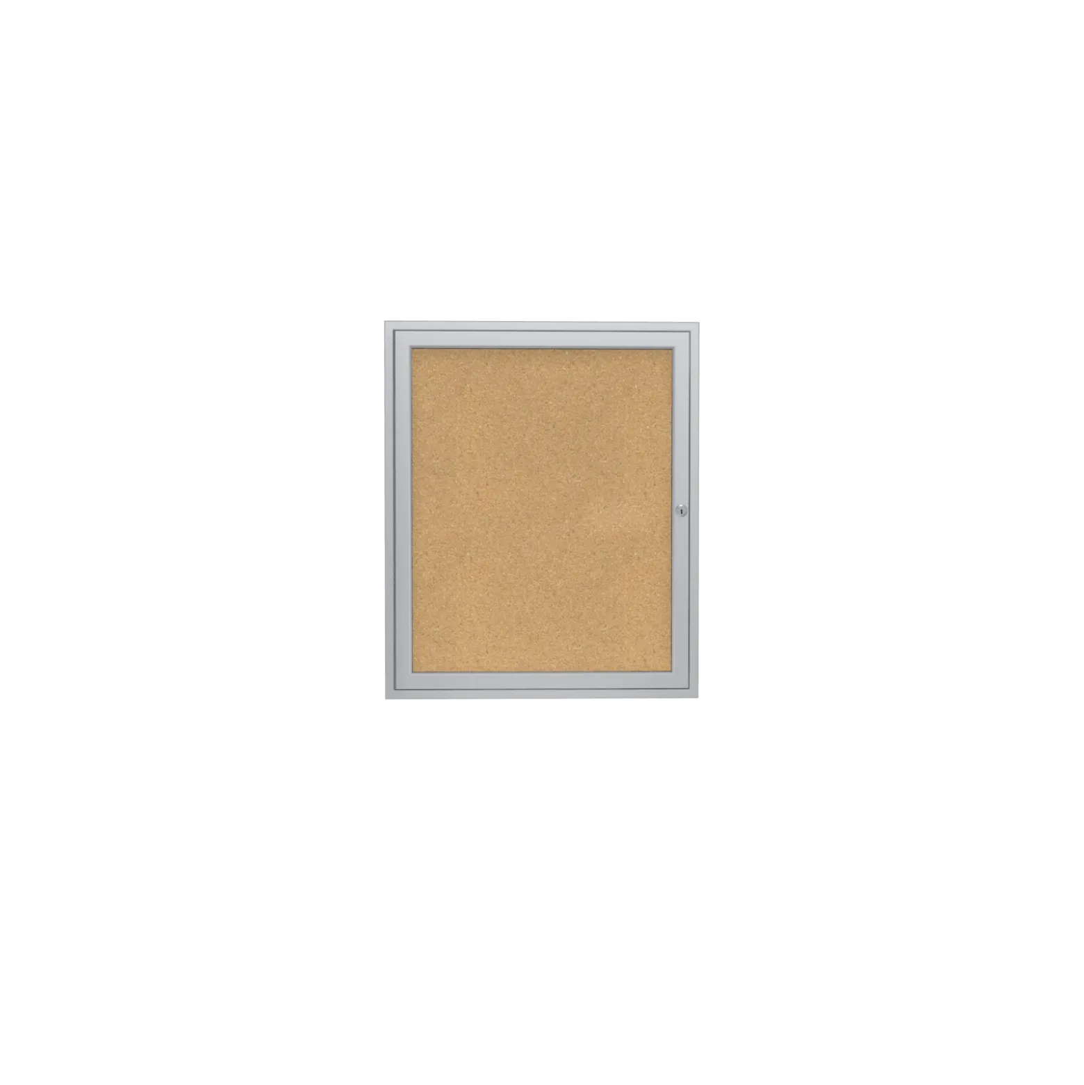 Ghent 1 Door Enclosed Natural Cork Bulletin Board with Satin Frame, 3x3