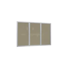 Ghent 3 Door Enclosed Vinyl Bulletin Board with Satin Frame, 6x4