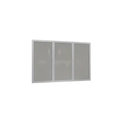 Ghent 3 Door Enclosed Vinyl Bulletin Board with Satin Frame, 6x4