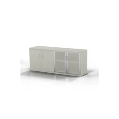 Glass Door Contemporary Storage Cabinet - 72"W