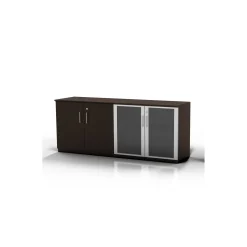 Glass Door Contemporary Storage Cabinet - 72"W