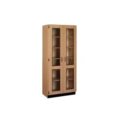 Glass Double Doored Laminate Storage Cabinet with Lock