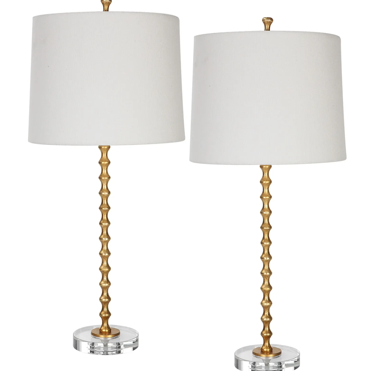 Gold Leaf Table Lamps, Set of Two