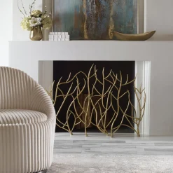 Gold Twig Fireplace Screen
