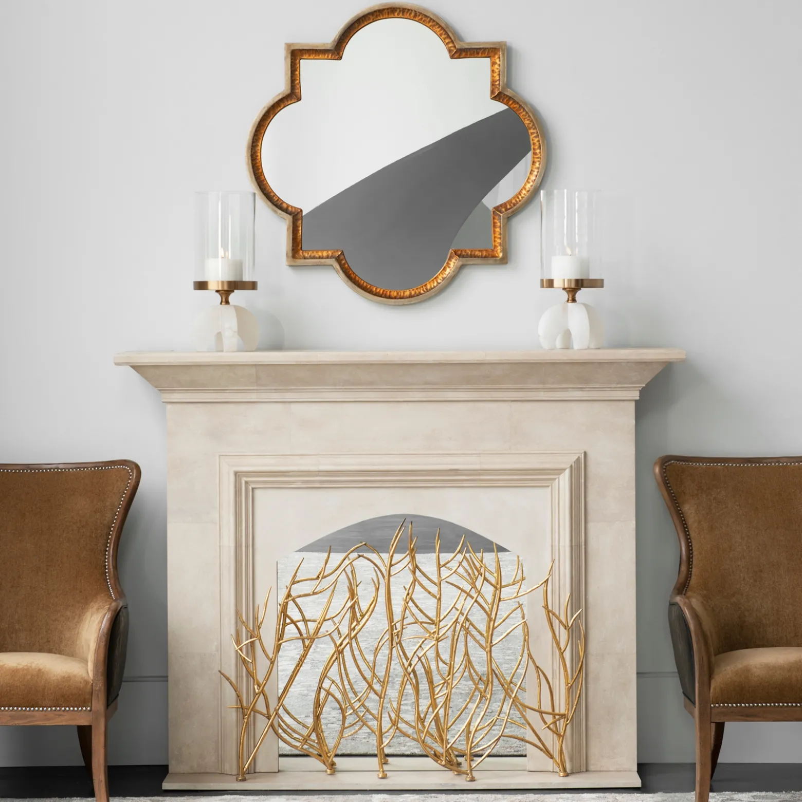 Gold Twig Fireplace Screen