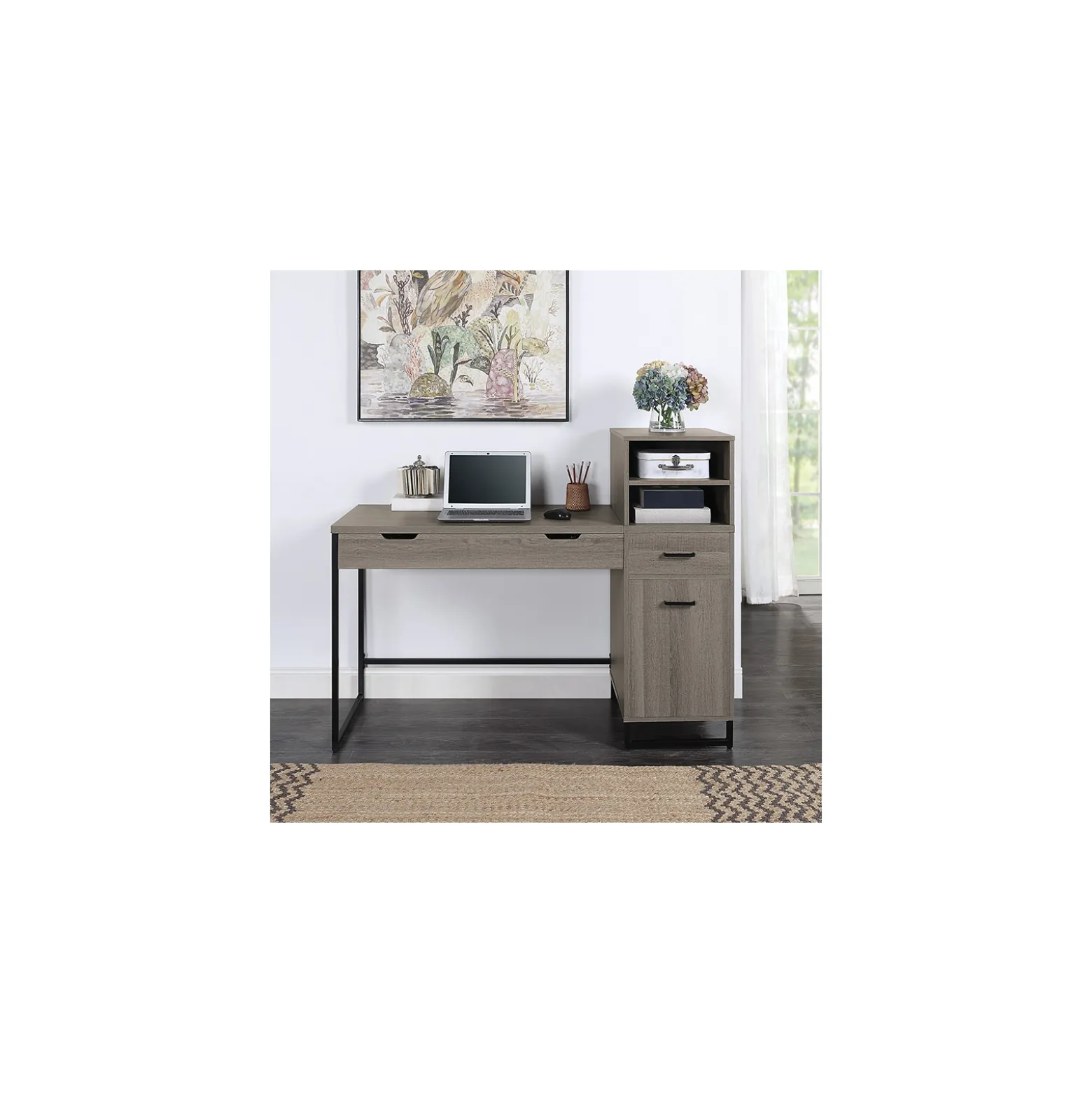 Hagney Lane Sit-Stand Adjustable Writing Desk w/ Storage
