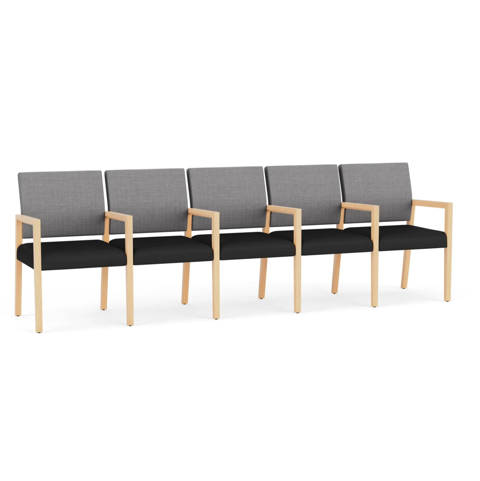 Hampton Five Seat Sofa with Center Arms in Designer Upholstery