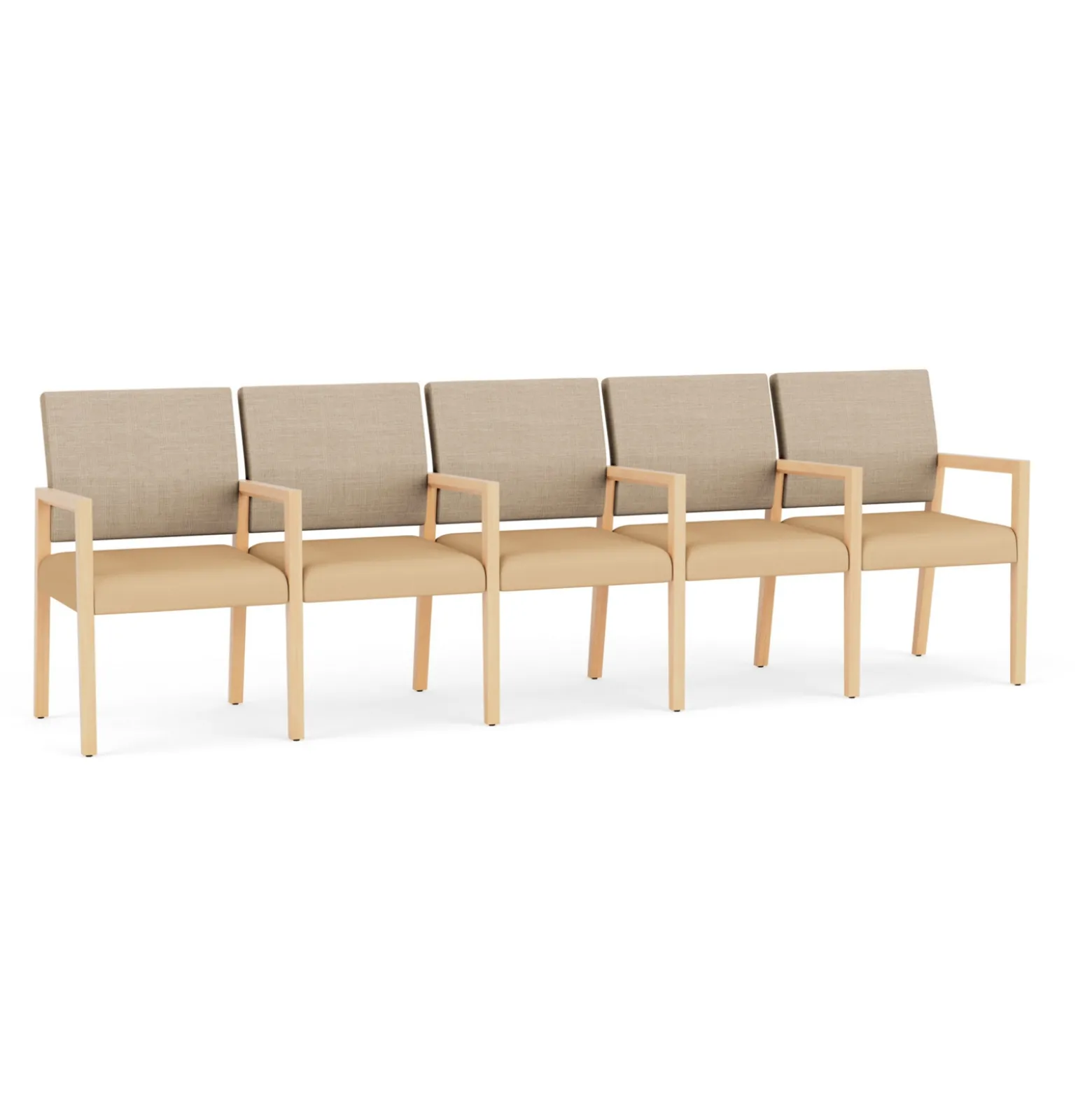 Hampton Five Seat Sofa with Center Arms in Designer Upholstery