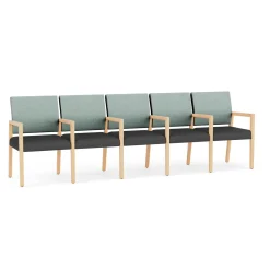 Hampton Five Seat Sofa with Center Arms in Designer Upholstery