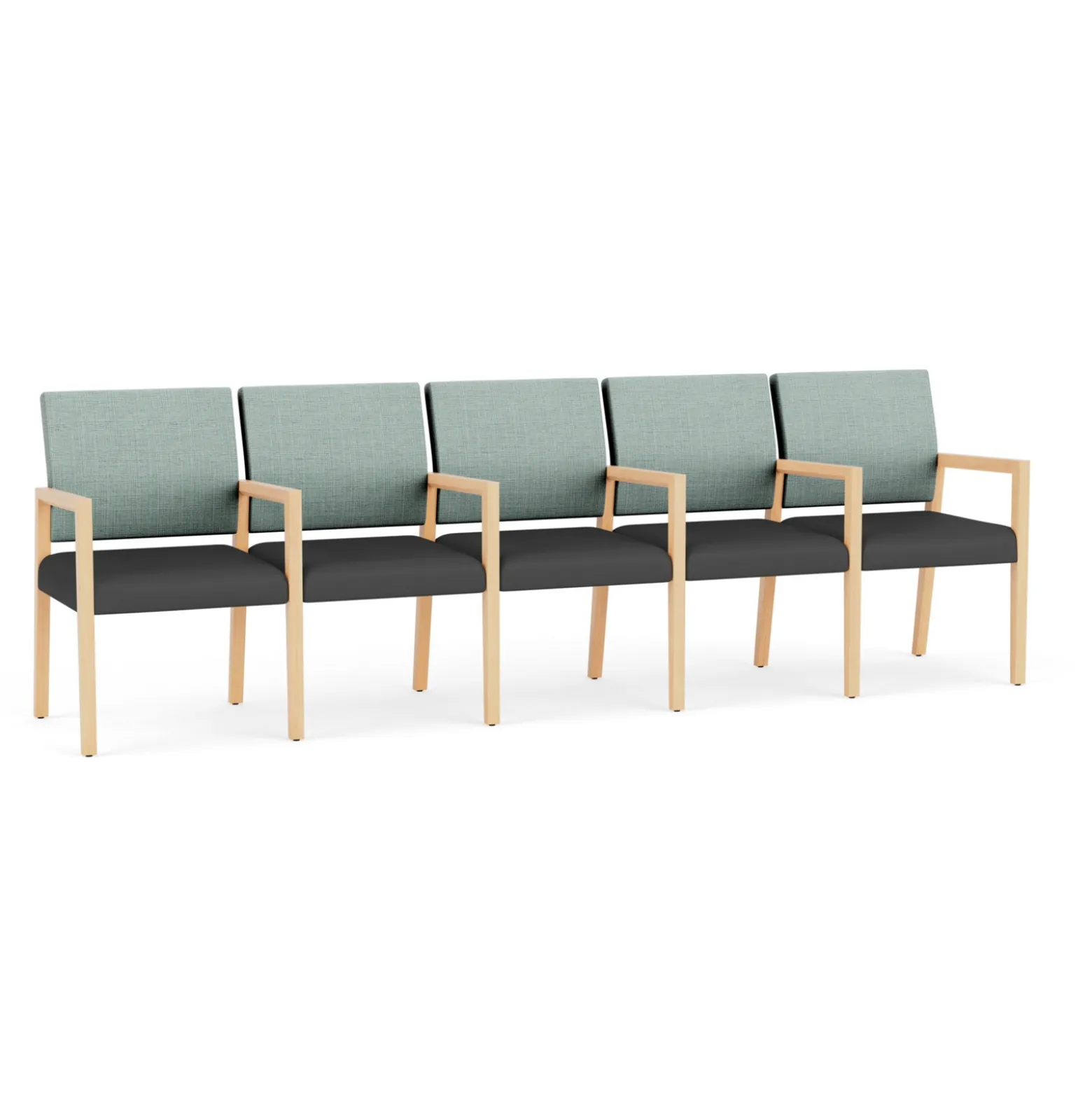 Hampton Five Seat Sofa with Center Arms in Designer Upholstery