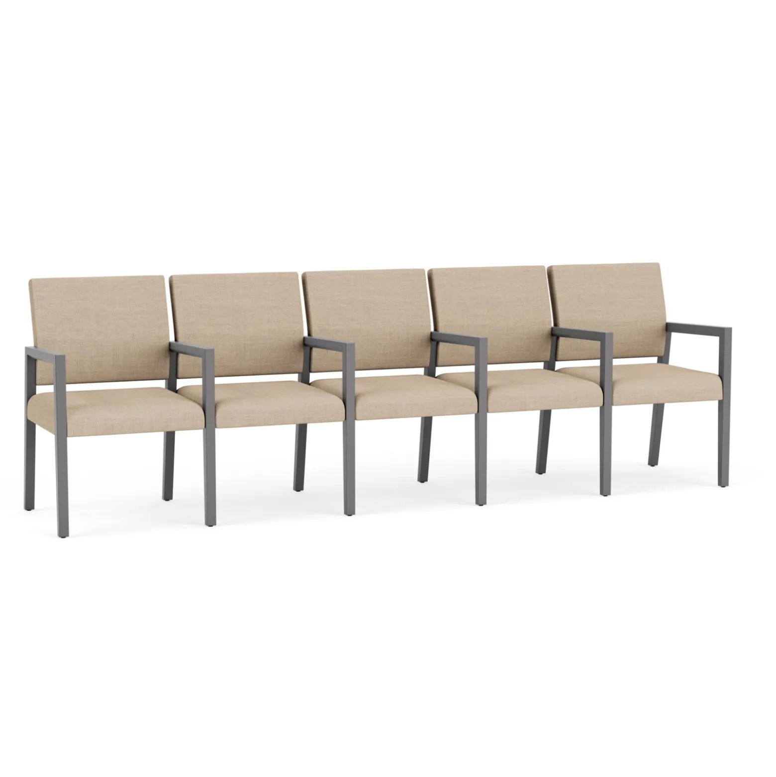 Hampton Five Seat Sofa with Center Arms in Designer Upholstery