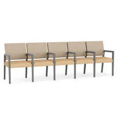 Hampton Five Seat Sofa with Center Arms in Designer Upholstery
