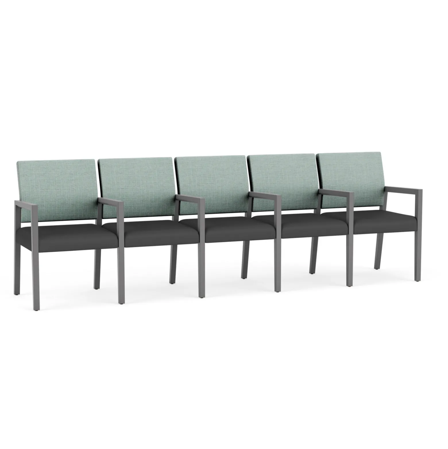 Hampton Five Seat Sofa with Center Arms in Designer Upholstery