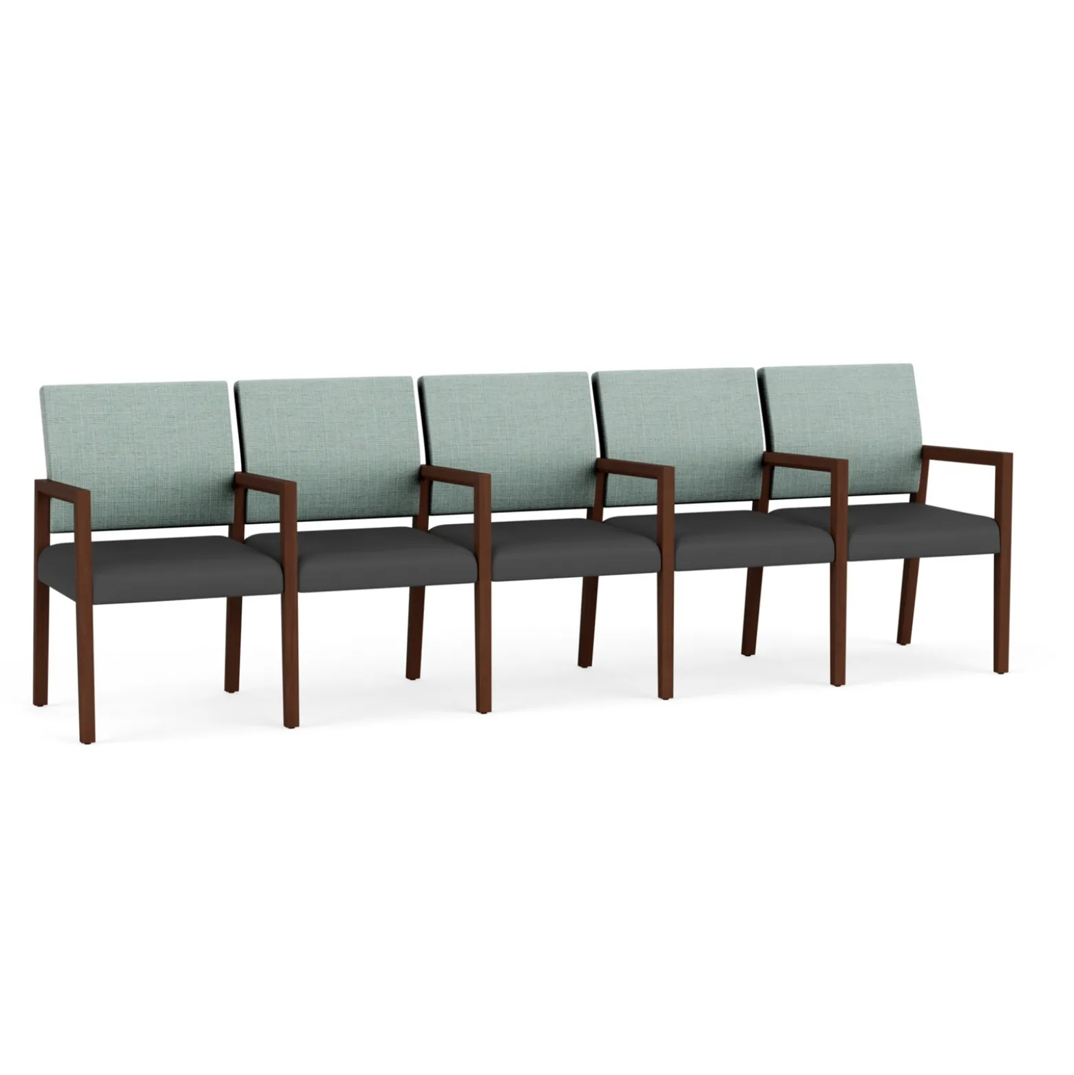 Hampton Five Seat Sofa with Center Arms in Designer Upholstery