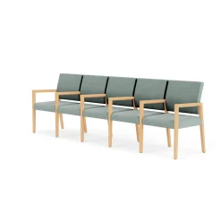 Hampton Five Seat Sofa with Center Arms in Designer Upholstery