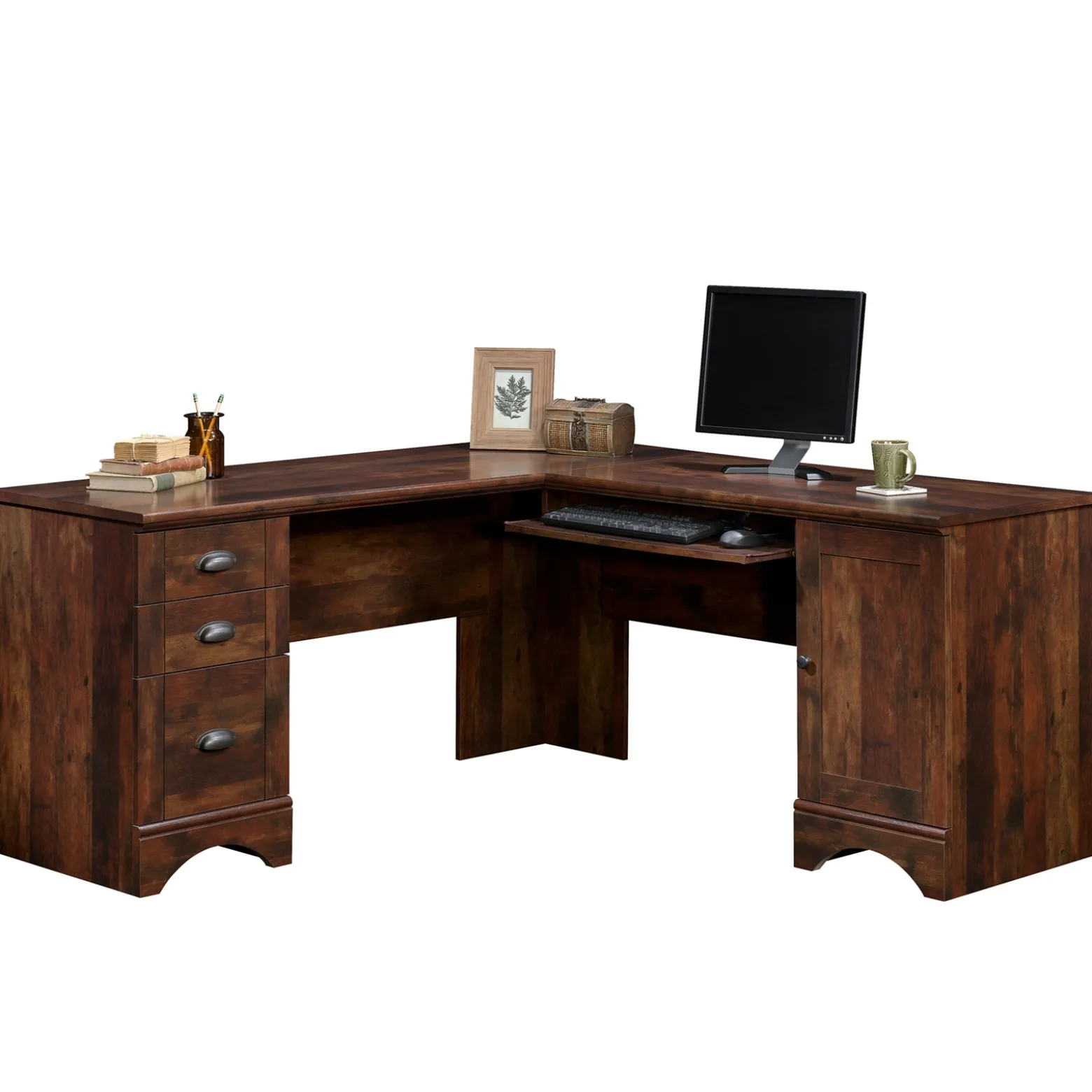 Harbor View Corner L-Desk with Reversible Storage 66"W x 22"D