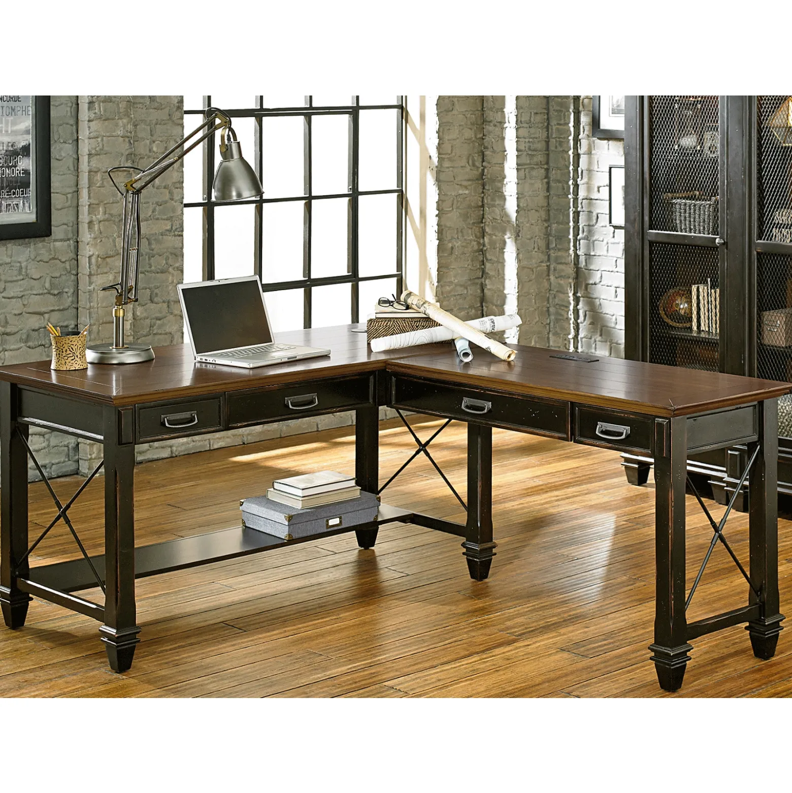 Harford L-Shaped Writing Desk - 60"W X 75"D