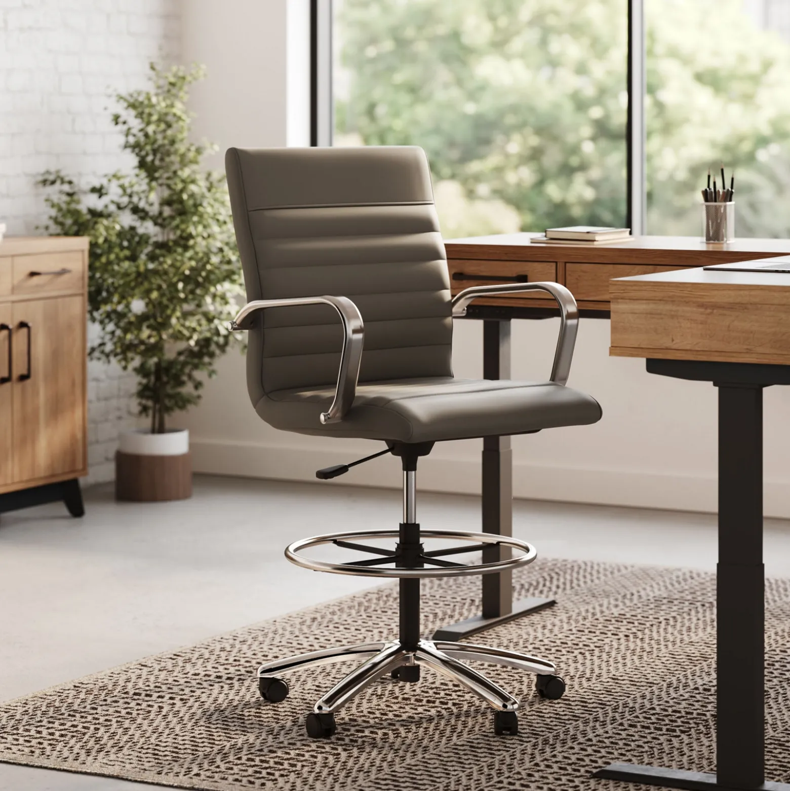 Harper Faux Leather Mid-Back Stool