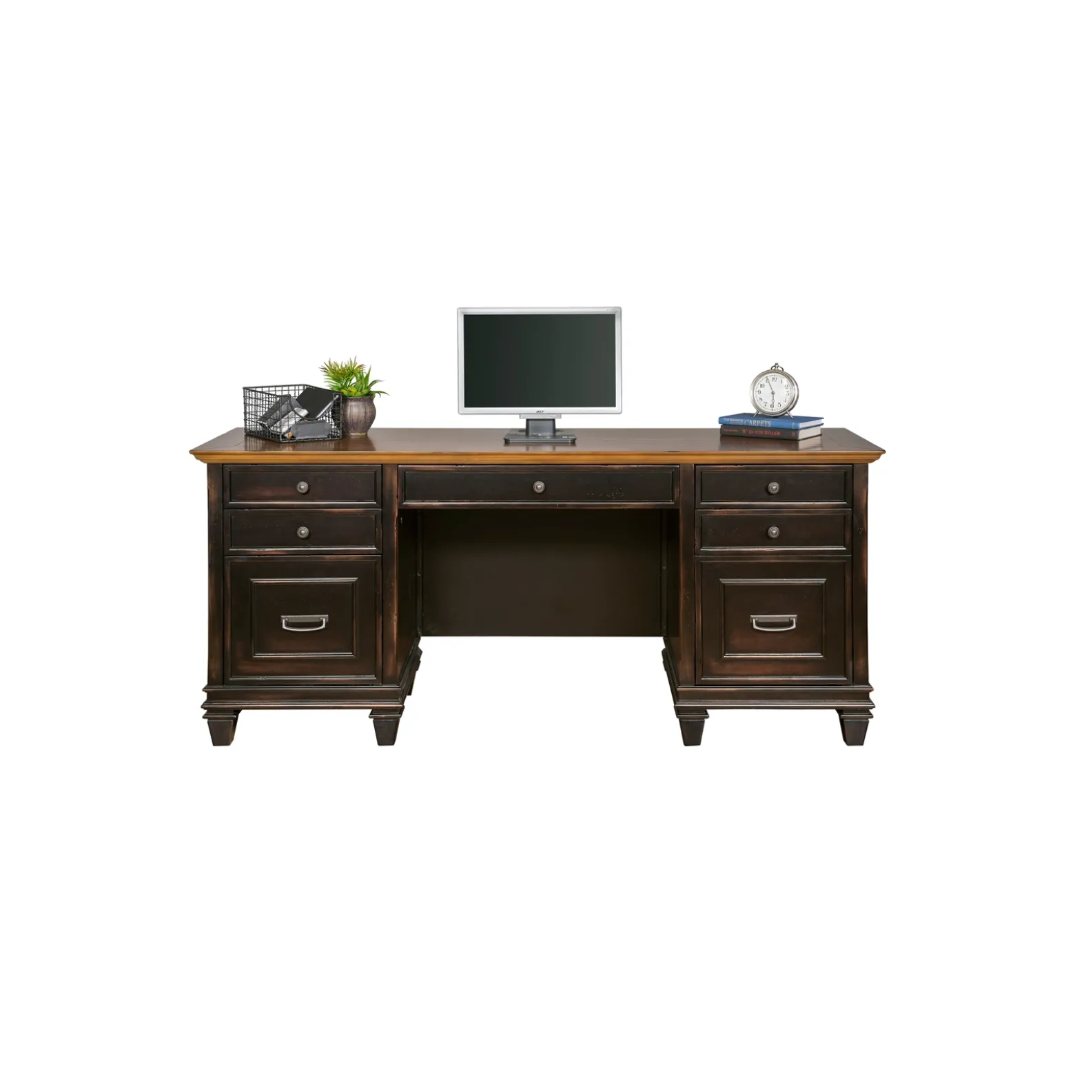 Hartford Double Pedestal Credenza Desk 69"W x 21"D
