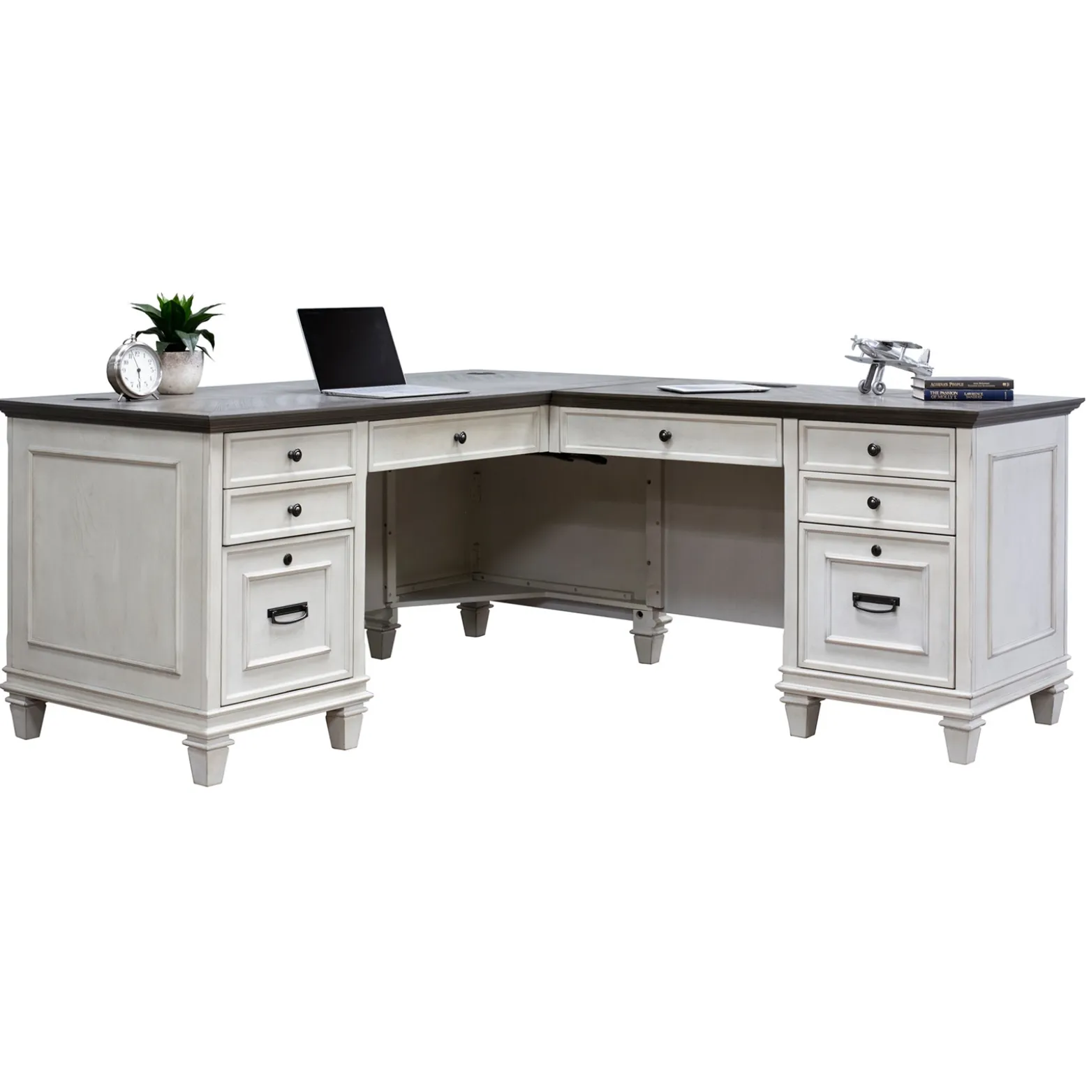 Hartford Double Pedestal L-Shaped Desk