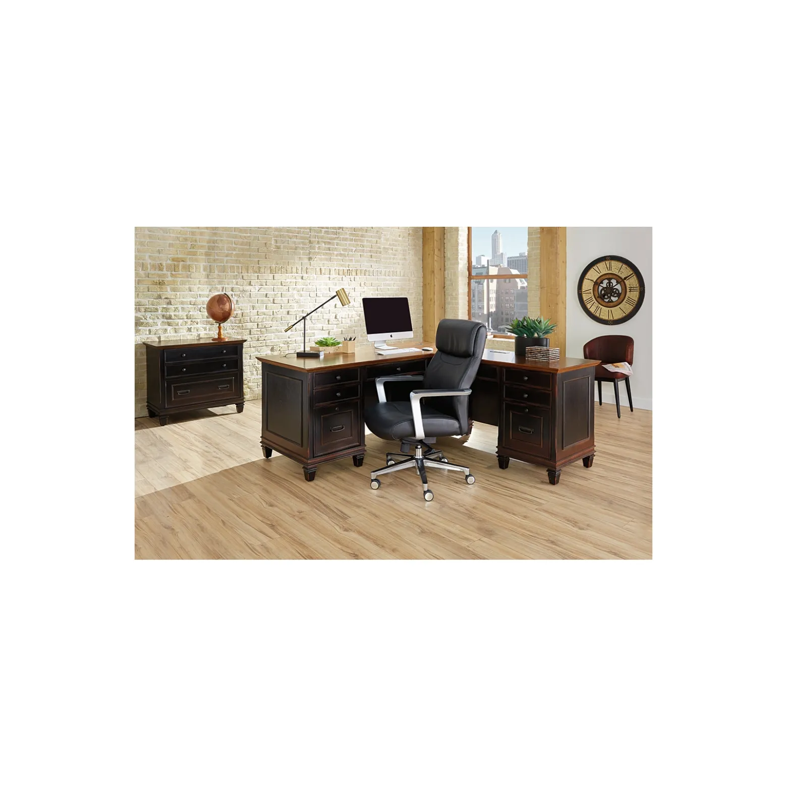 Hartford Double Pedestal L-Shaped Desk