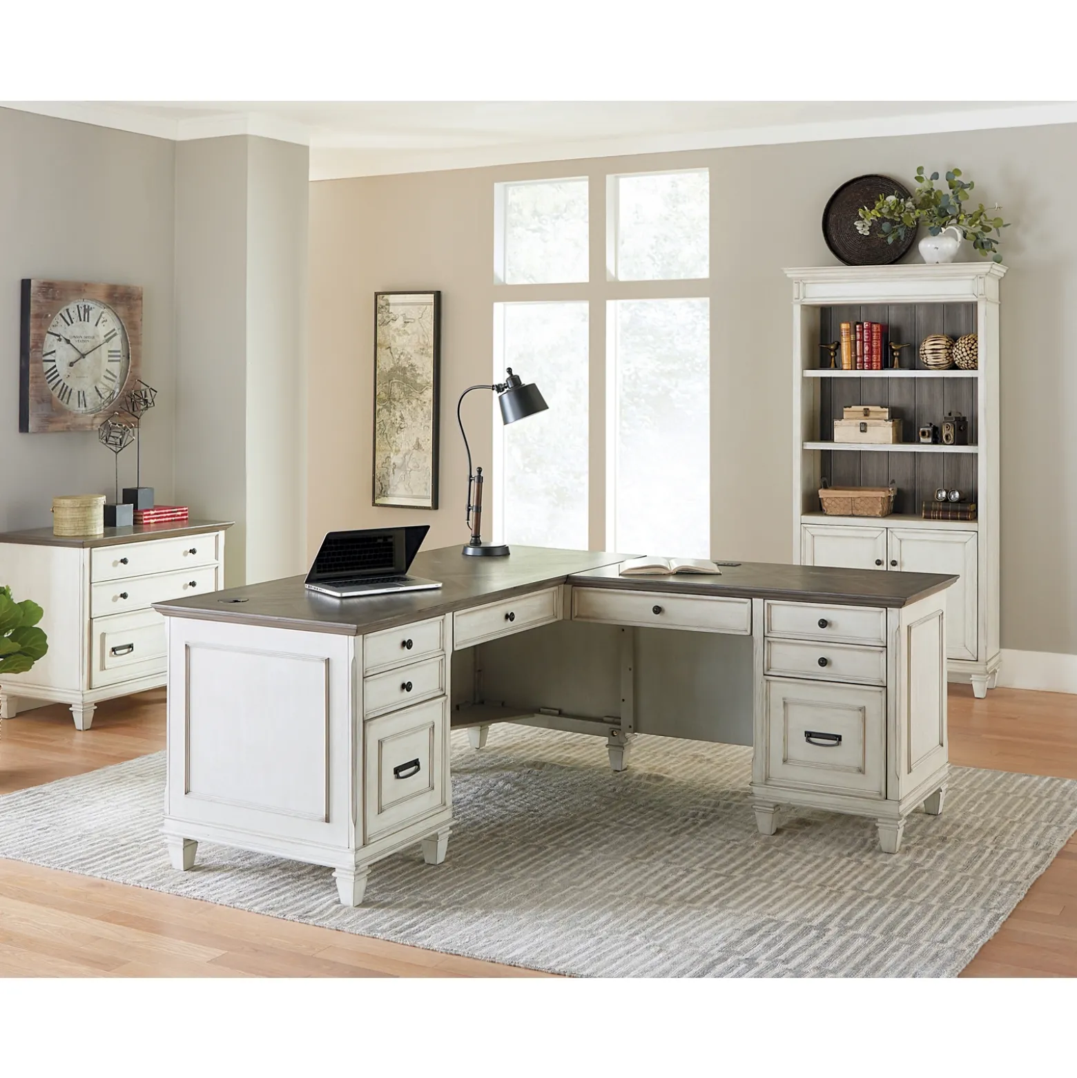 Hartford Double Pedestal L-Shaped Desk