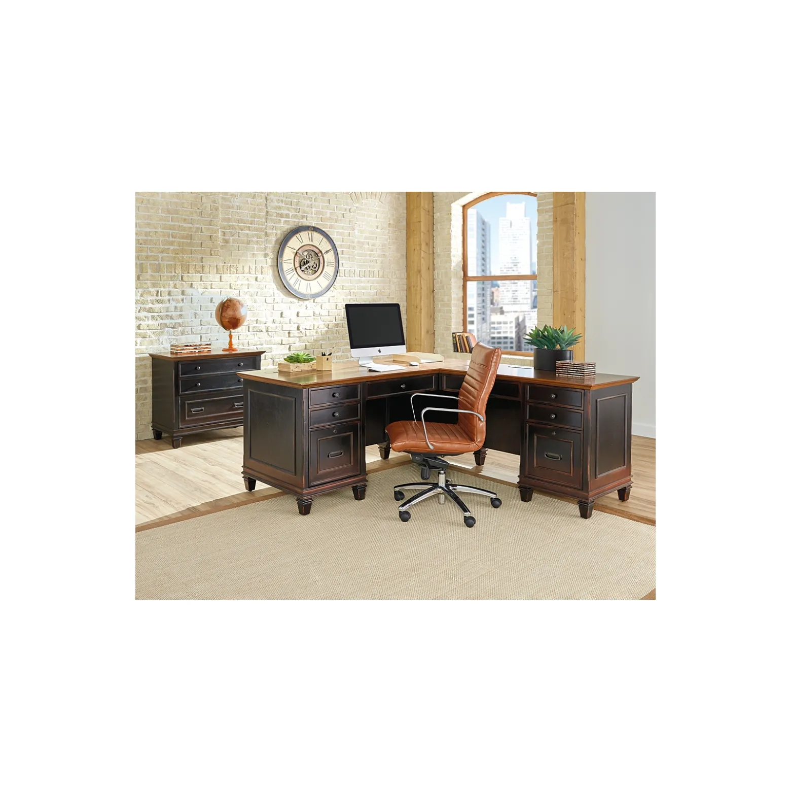 Hartford L-Shaped Desk with Right Return and Lateral File Set