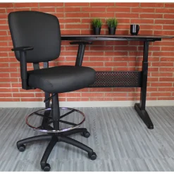 Heavy Duty Office Stool with Arms - 300 lbs Capacity