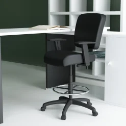 Heavy Duty Office Stool with Arms - 300 lbs Capacity