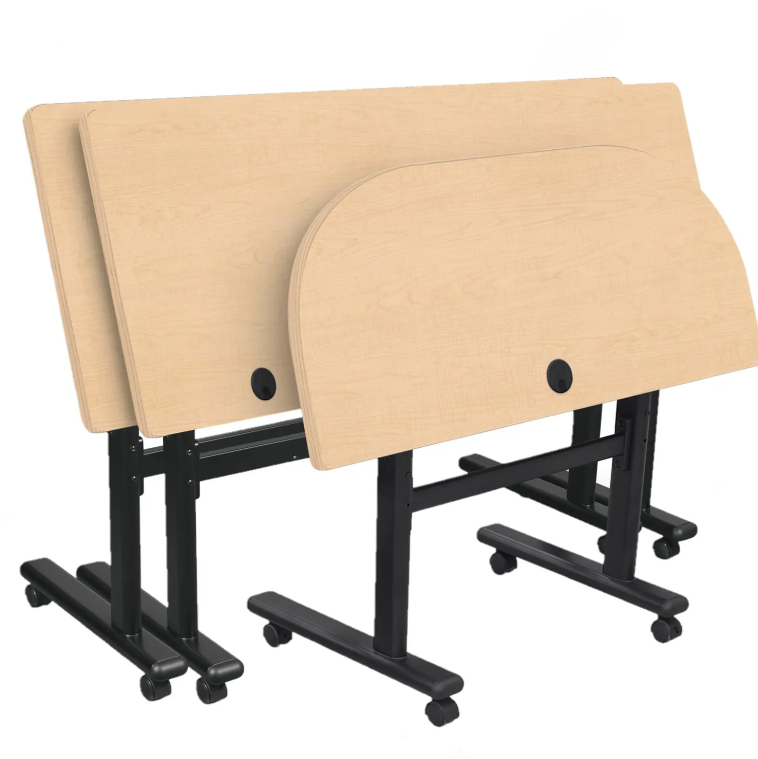 Height Adjustable Flippers Half Moon Mobile Flipper Table - 48"W x 24"D