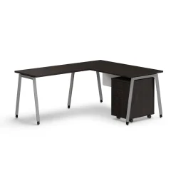 Holloway 59” L-Desk w/ 3-Drawer Mobile File Pedestal