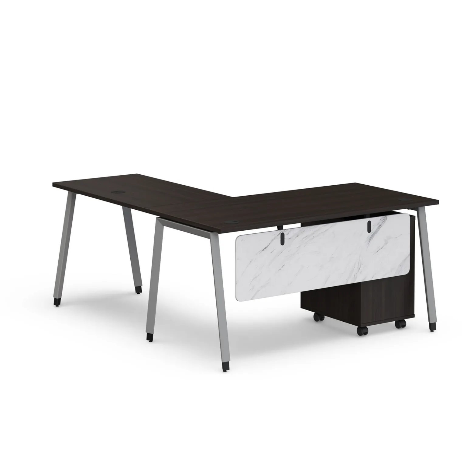 Holloway 59” L-Desk w/ 3-Drawer Mobile File Pedestal