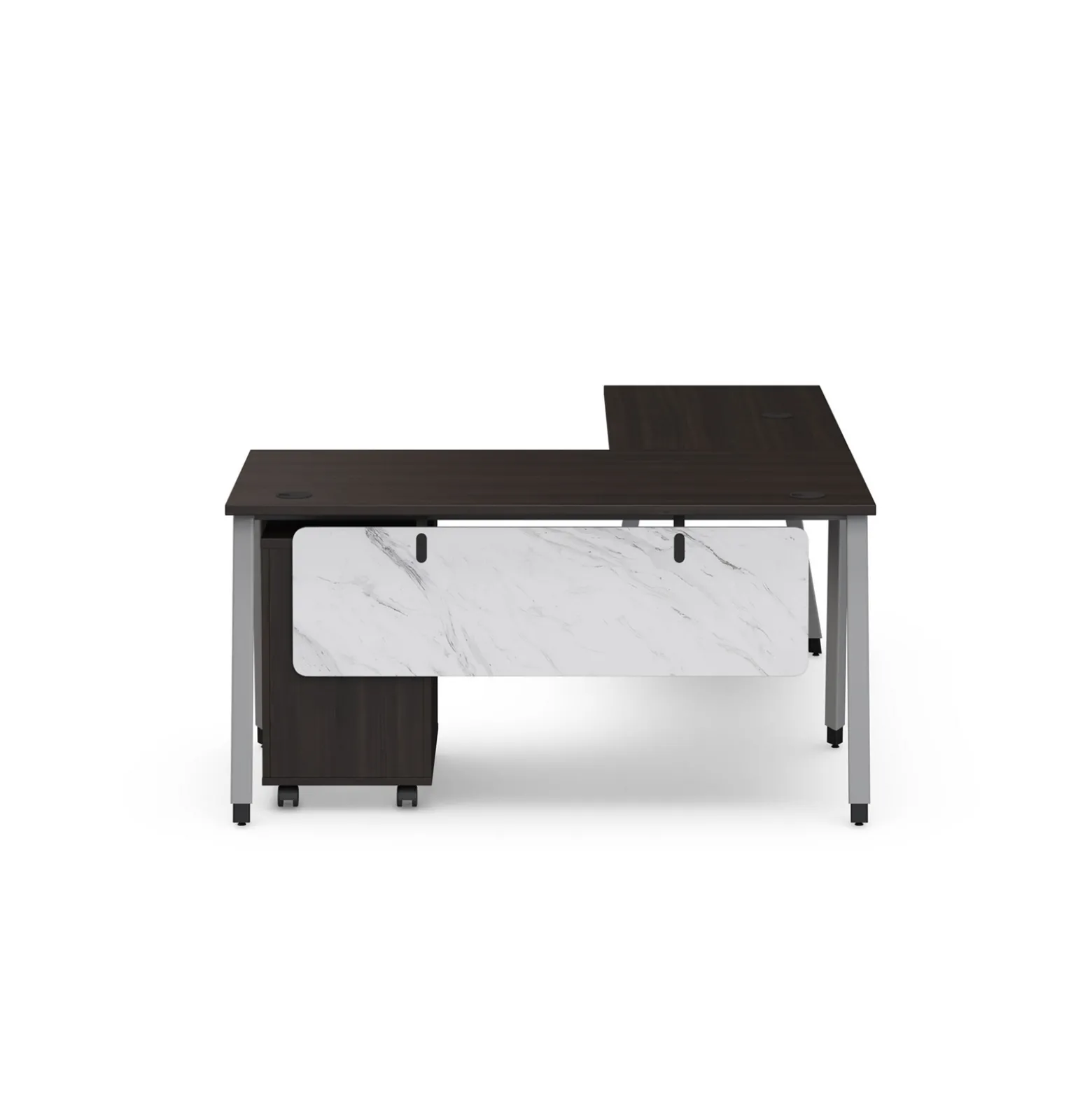 Holloway 59” L-Desk w/ 3-Drawer Mobile File Pedestal