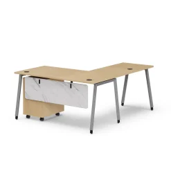 Holloway 59” L-Desk w/ 3-Drawer Mobile File Pedestal