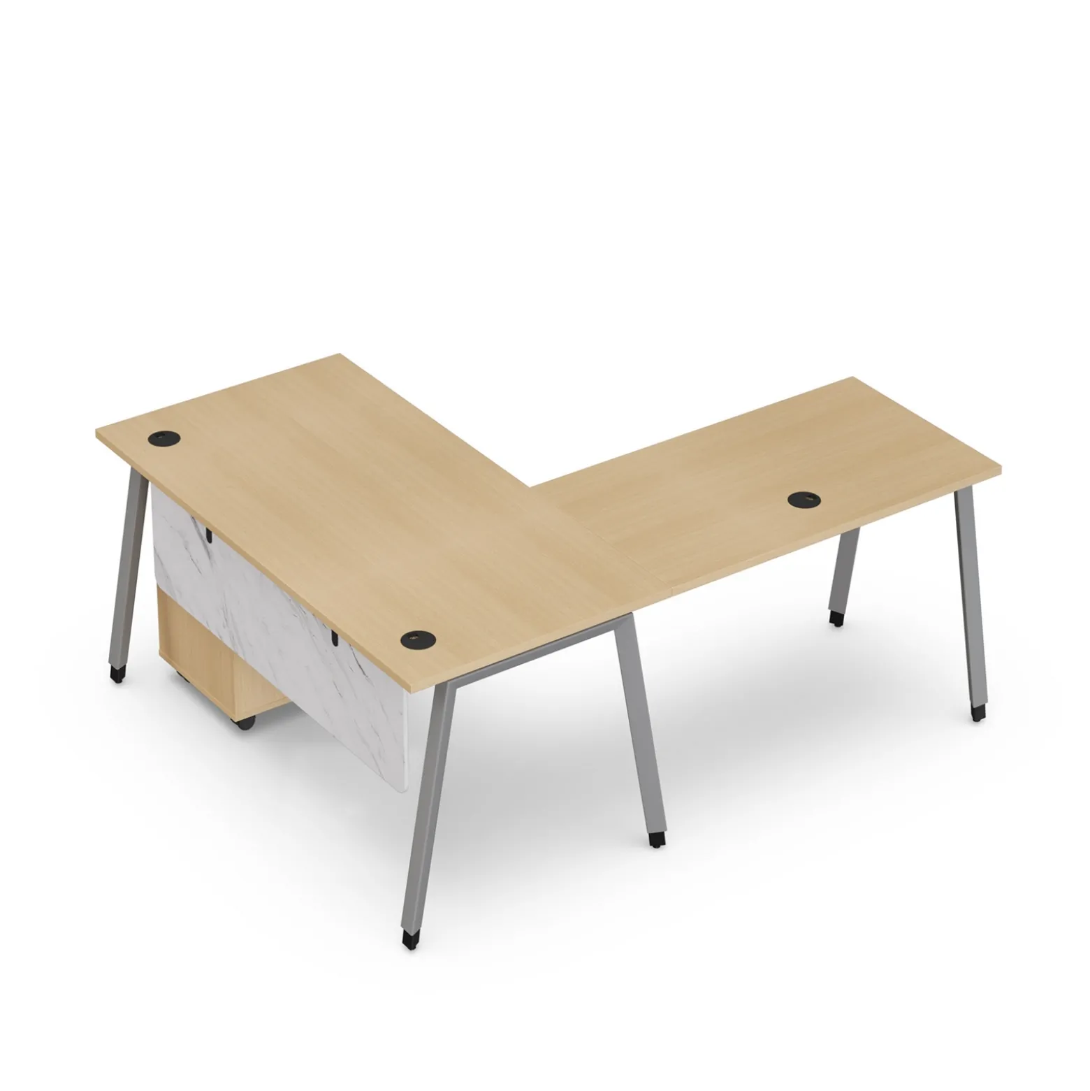 Holloway 59” L-Desk w/ 3-Drawer Mobile File Pedestal