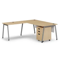 Holloway 71” L-Desk w/ 3-Drawer Mobile File Pedestal